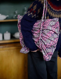 Soft fabric floral tote bag for shopping