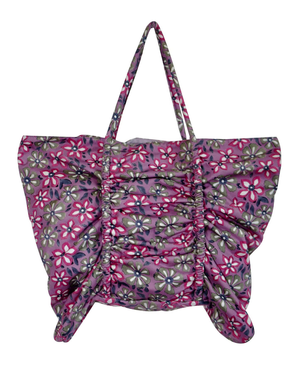 Casual Floral Shoulder Tote Bag with Ruched Design