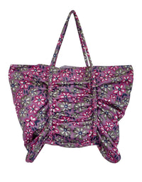 Casual Floral Shoulder Tote Bag with Ruched Design