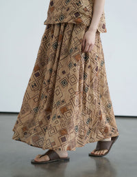Loose Comfortable Vintage Pure Linen Skirt