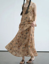 Loose Comfortable Vintage Pure Linen Skirt
