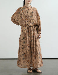 Loose Comfortable Vintage Pure Linen Skirt