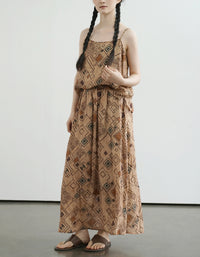 Loose Comfortable Vintage Pure Linen Skirt