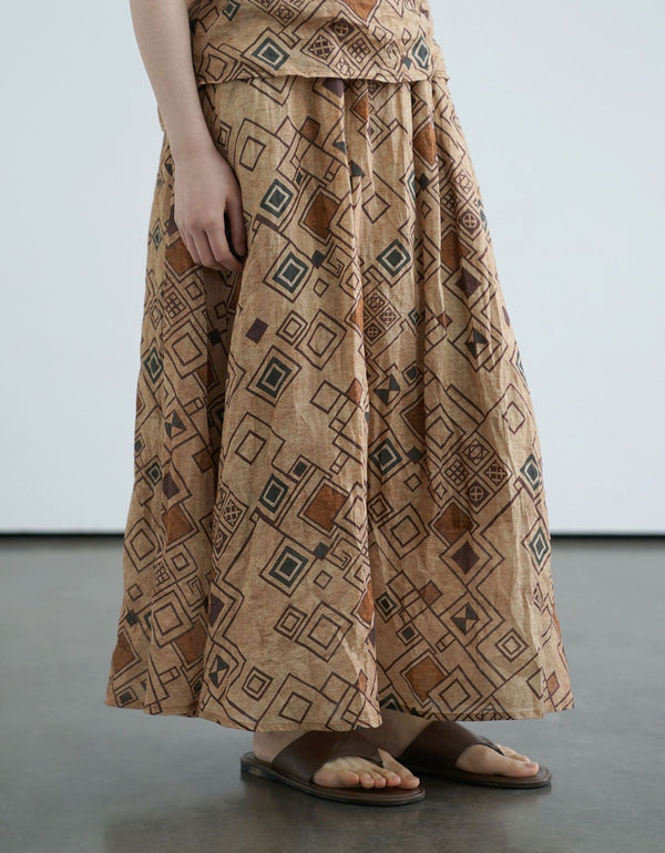 Loose Comfortable Vintage Pure Linen Skirt