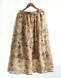Loose Comfortable Vintage Pure Linen Skirt