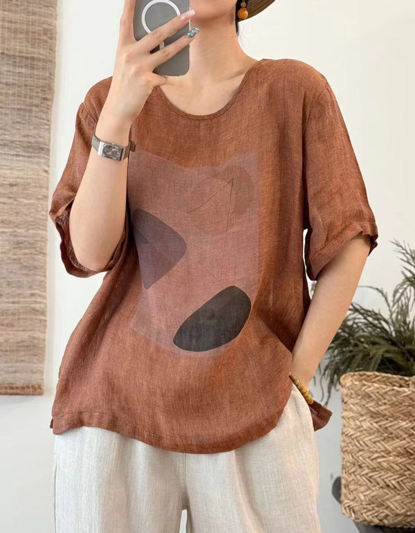 Casual Geometric Print Short Sleeve Shirt