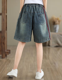 Casual High-Waisted Denim Bermuda Shorts