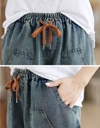 Casual High-Waisted Denim Bermuda Shorts
