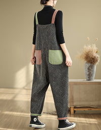 Casual High Waist Leopard Print Denim Jumpsuit