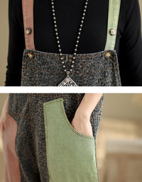 Casual High Waist Leopard Print Denim Jumpsuit
