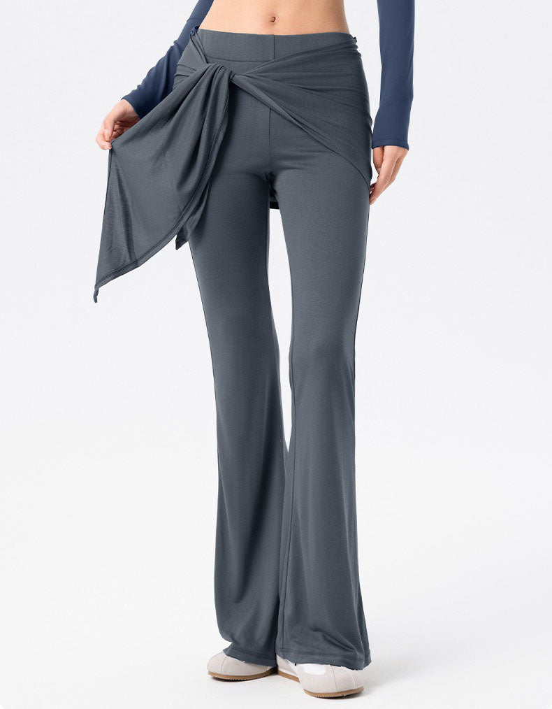 Women’s High Waist Flare Yoga Pants with Wrap Tie