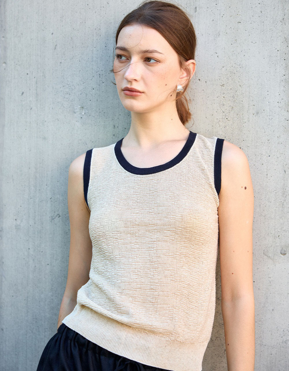 casual women knit tank top summer fashion front view