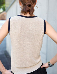 Back view of chic minimalist knit tank top women