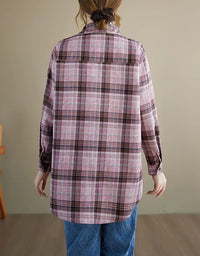 Women’s casual plaid shirt back view