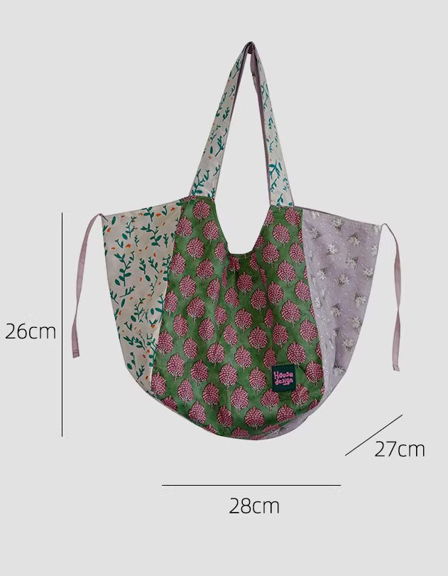 cute floral canvas shopper tote reusable grocery bag
