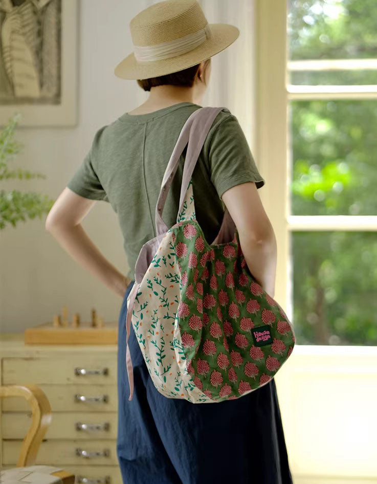 Boho Floral Canvas Shoulder Bag – Casual Shopper Tote
