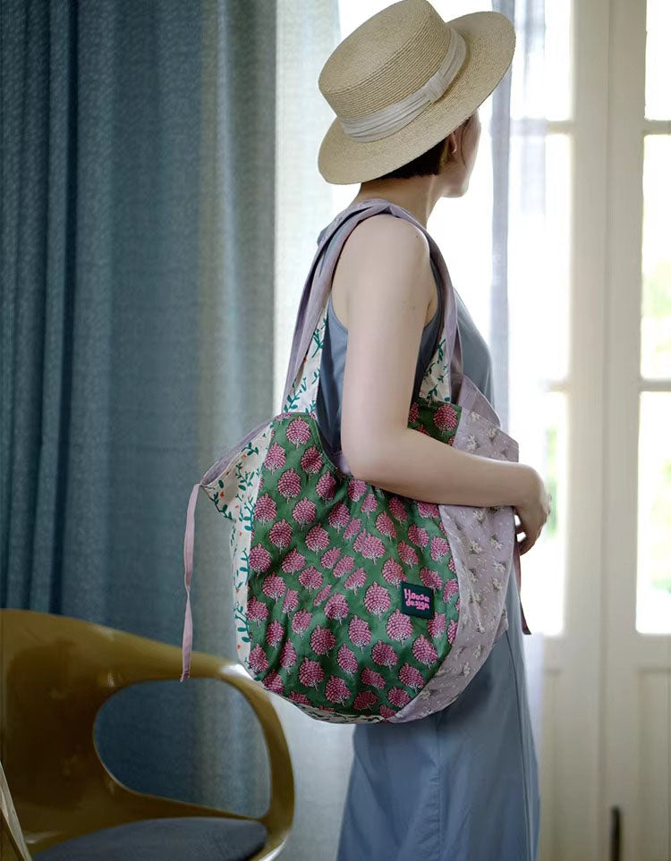 Vintage Floral Shoulder Tote Bag – Large Capacity Canvas Bag