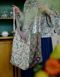 floral canvas tote bag eco friendly reusable shopping bag