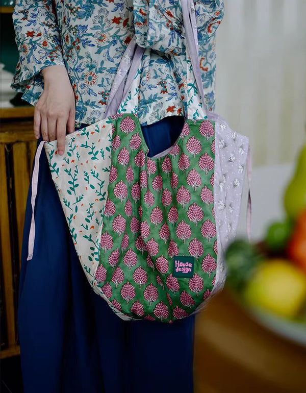 Women’s Floral Canvas Tote Bag – Eco Friendly Reusable Shopping Bag