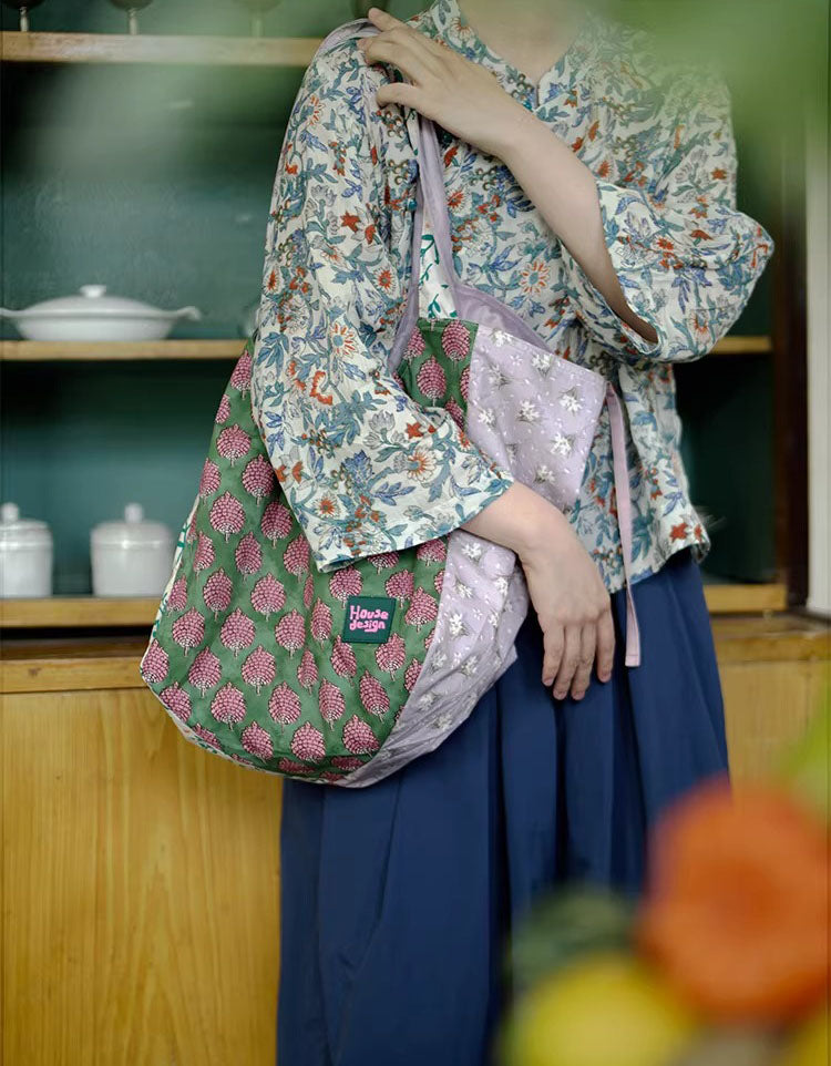 Eco Floral Tote Bag Women – Lightweight Reusable Grocery Bag