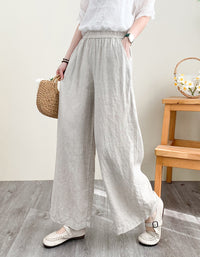 Casual Loose-Fit Wide-Leg Linen Pants