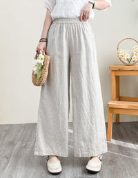 Casual Loose-Fit Wide-Leg Linen Pants