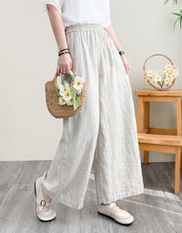 Casual Loose-Fit Wide-Leg Linen Pants