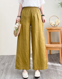 Casual Loose-Fit Wide-Leg Linen Pants