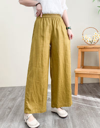 Casual Loose-Fit Wide-Leg Linen Pants