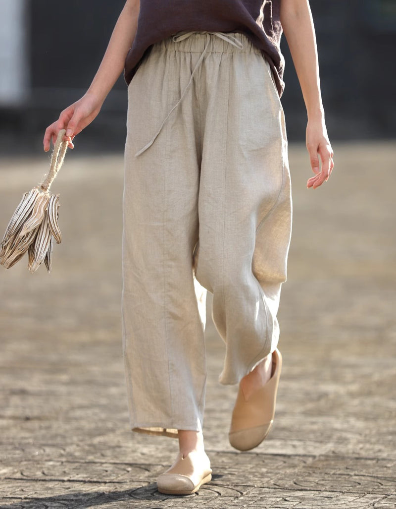Casual Loose Boho Chic Natural Linen Pants