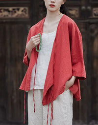 Casual Loose Comfortable Tie-Front Linen Shirt - Islinen