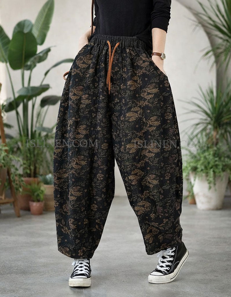Women wearing boho floral loose fit pants