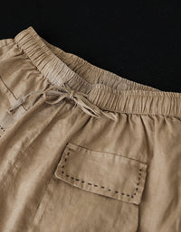 Casual Loose Fit Elastic Waist Linen Shorts