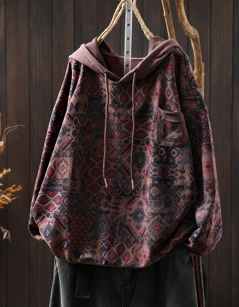 Casual Loose Fit Printed Hoodie Sweatshirt