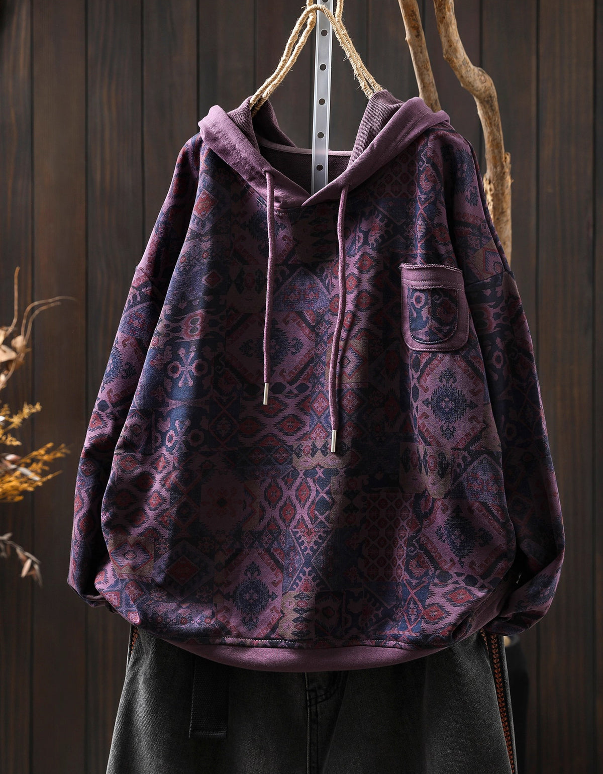 Casual Loose Fit Printed Hoodie Sweatshirt
