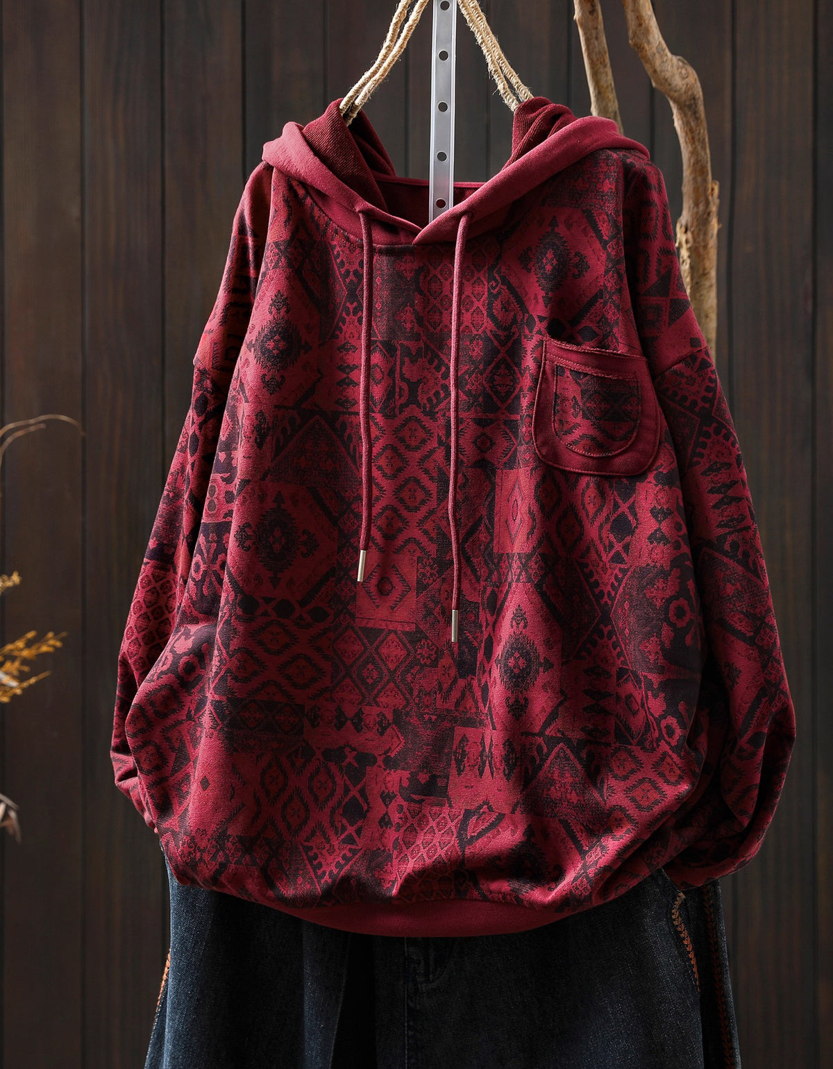 Casual Loose Fit Printed Hoodie Sweatshirt