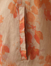 Casual Loose Fit V-Neck Floral Cotton Linen Shirt