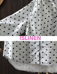 Lightweight linen shirt with black polka dots