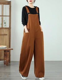 Casual Loose Pure Color Cotton Overalls for Women - Islinen