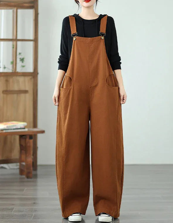 Casual Loose Pure Color Cotton Overalls for Women - Islinen