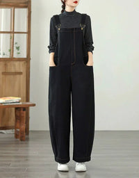 Casual Loose Pure Color Cotton Overalls for Women - Islinen