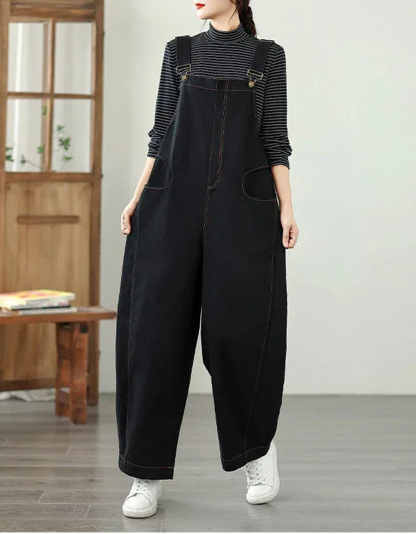 Casual Loose Pure Color Cotton Overalls for Women - Islinen