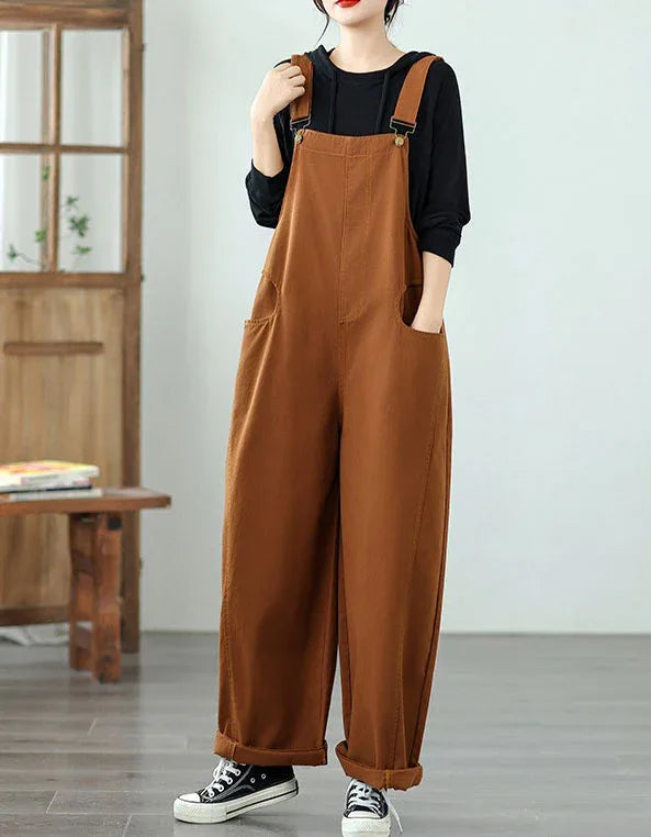 Casual Loose Pure Color Cotton Overalls for Women - Islinen