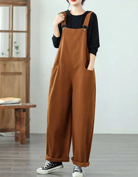 Casual Loose Pure Color Cotton Overalls for Women - Islinen