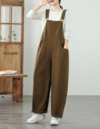 Casual Loose Pure Color Cotton Overalls for Women - Islinen