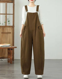 Casual Loose Pure Color Cotton Overalls for Women - Islinen
