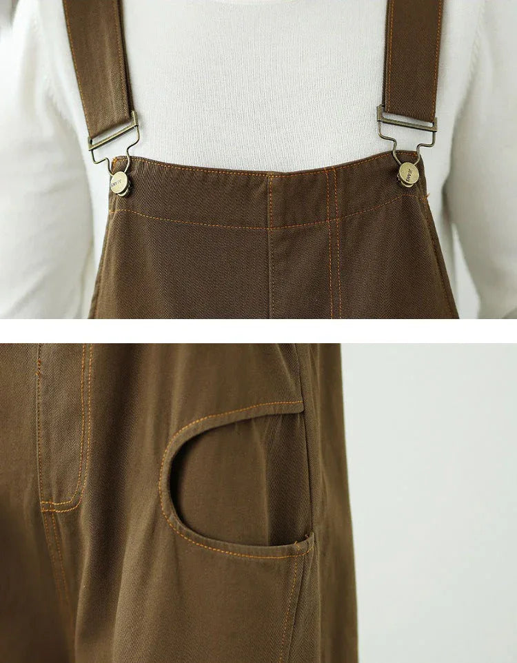 Casual Loose Pure Color Cotton Overalls for Women - Islinen