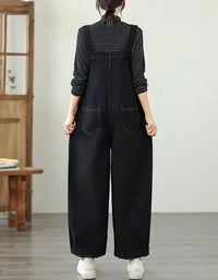 Casual Loose Pure Color Cotton Overalls for Women - Islinen