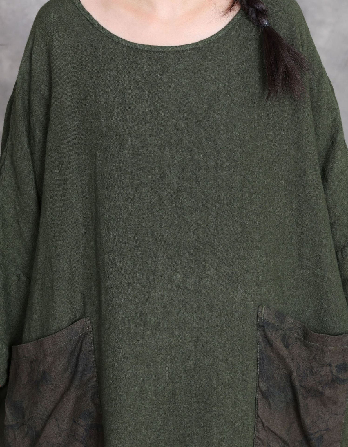 Flowing Green Linen Maxi Dress Women Vintage