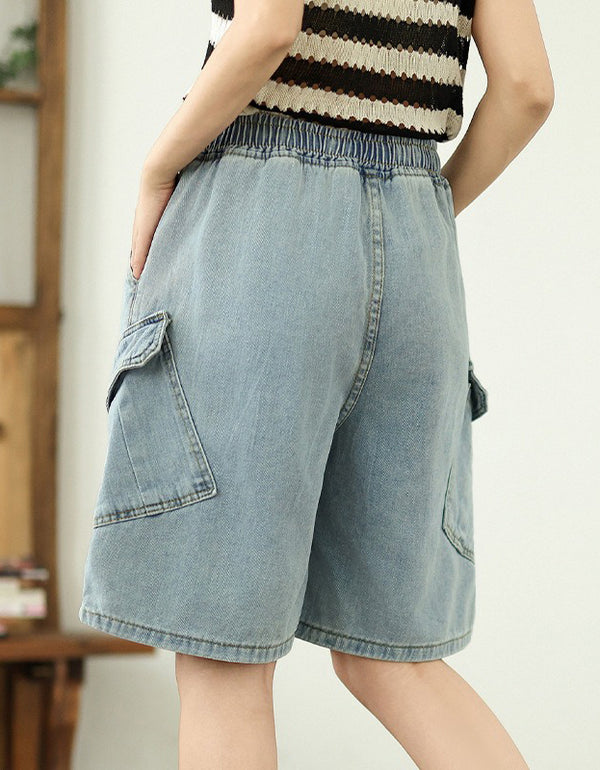 Casual Oversized Cargo Denim Shorts